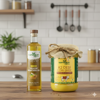 A2 Desi Cow Ghee (500ml) + Yellow Mustard Oil (250ml)